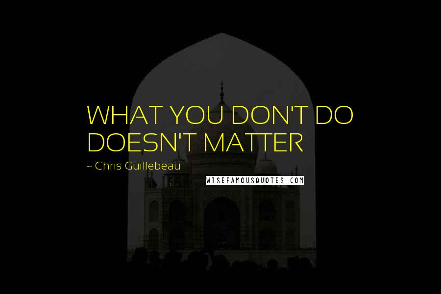 Chris Guillebeau Quotes: WHAT YOU DON'T DO DOESN'T MATTER