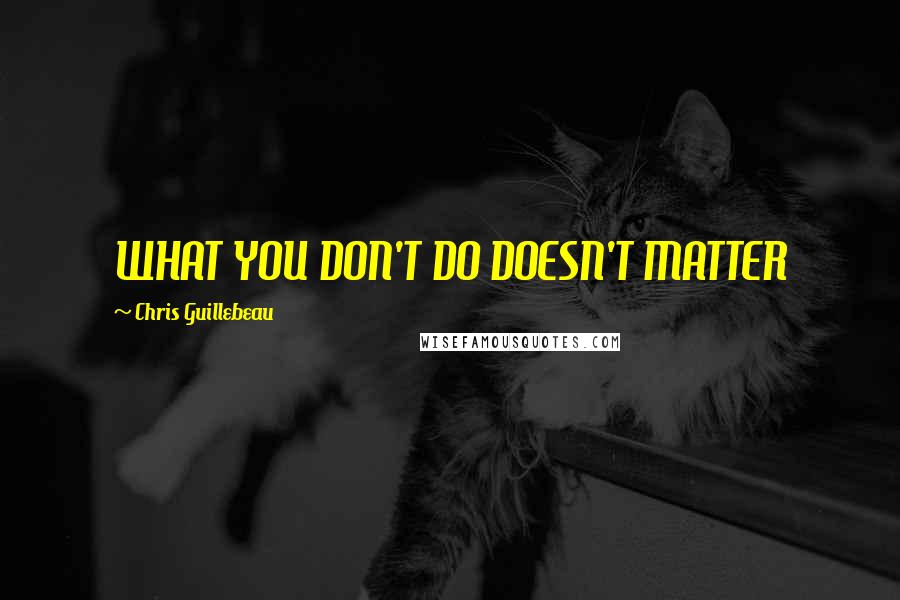 Chris Guillebeau Quotes: WHAT YOU DON'T DO DOESN'T MATTER