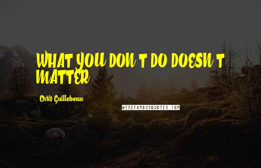 Chris Guillebeau Quotes: WHAT YOU DON'T DO DOESN'T MATTER