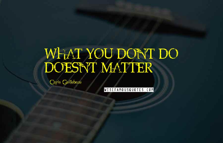 Chris Guillebeau Quotes: WHAT YOU DON'T DO DOESN'T MATTER