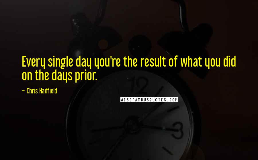 Chris Hadfield Quotes: Every single day you're the result of what you did on the days prior.