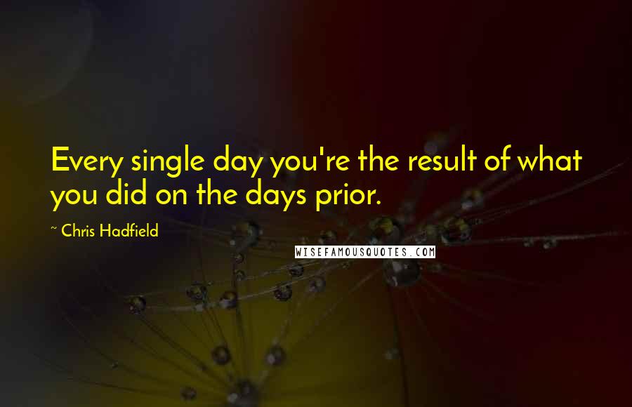 Chris Hadfield Quotes: Every single day you're the result of what you did on the days prior.