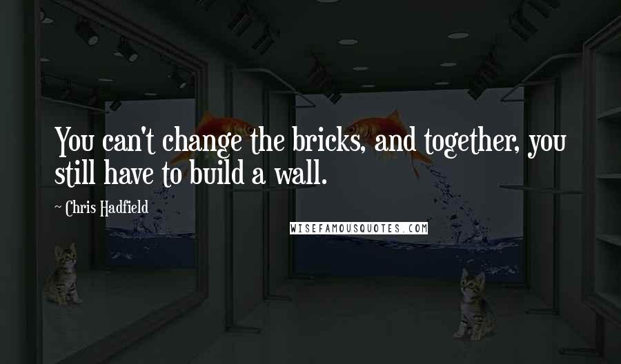 Chris Hadfield Quotes: You can't change the bricks, and together, you still have to build a wall.