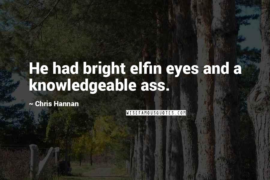 Chris Hannan Quotes: He had bright elfin eyes and a knowledgeable ass.