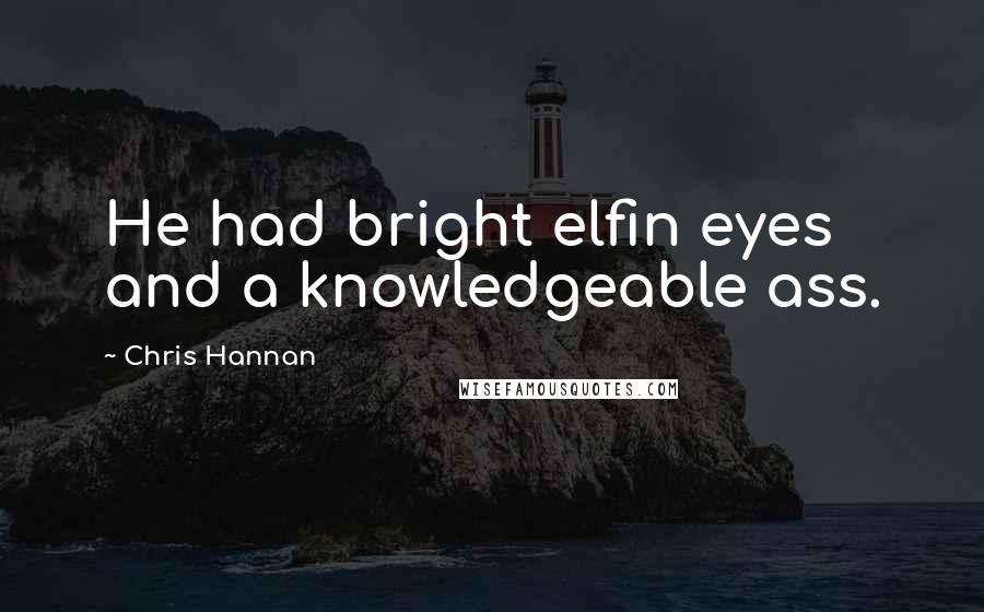 Chris Hannan Quotes: He had bright elfin eyes and a knowledgeable ass.