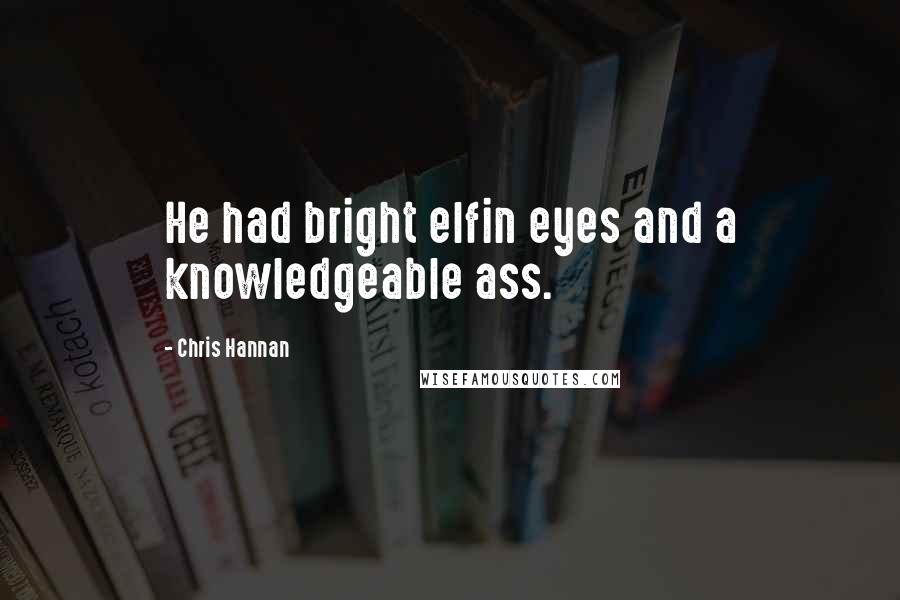 Chris Hannan Quotes: He had bright elfin eyes and a knowledgeable ass.