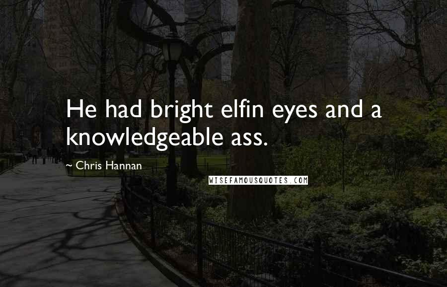 Chris Hannan Quotes: He had bright elfin eyes and a knowledgeable ass.