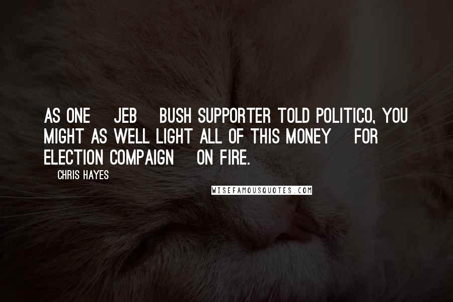 Chris Hayes Quotes: As one [Jeb] Bush supporter told Politico, you might as well light all of this money [for election compaign] on fire.