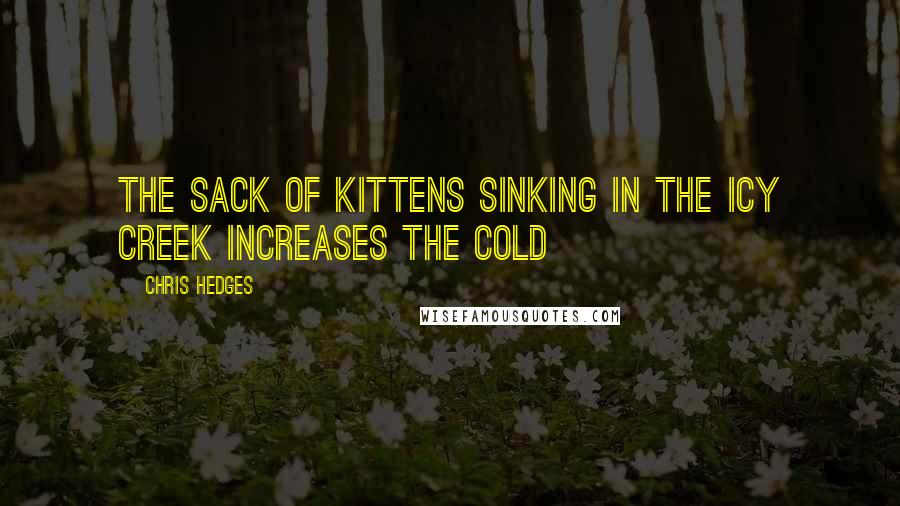 Chris Hedges Quotes: The sack of kittens sinking in the icy creek increases the cold