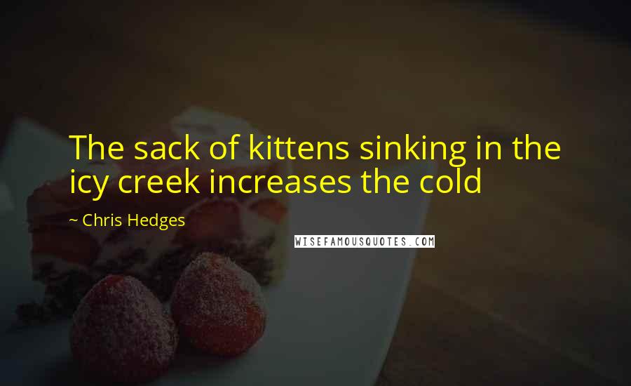 Chris Hedges Quotes: The sack of kittens sinking in the icy creek increases the cold