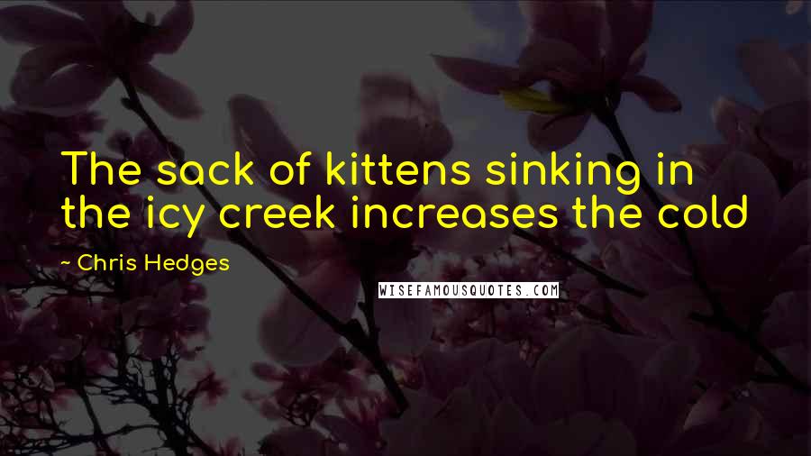 Chris Hedges Quotes: The sack of kittens sinking in the icy creek increases the cold