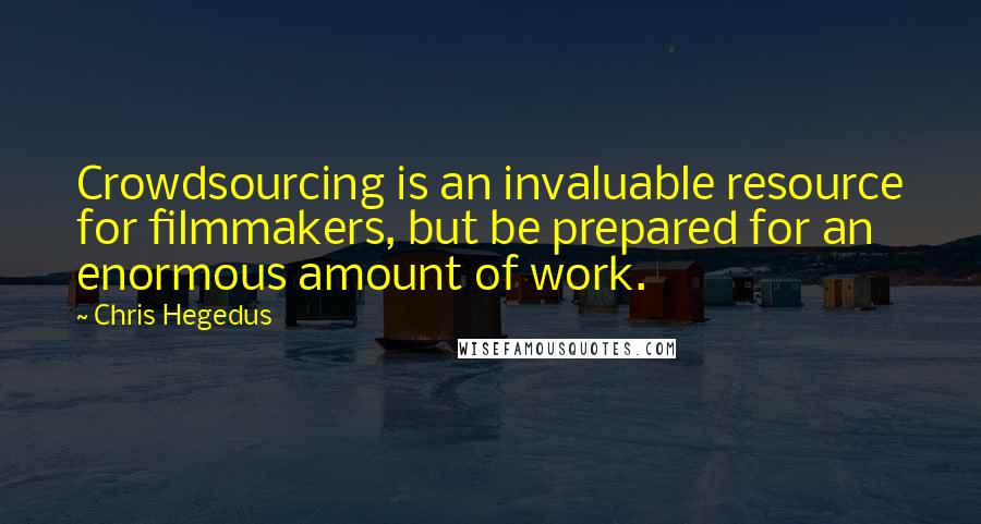 Chris Hegedus Quotes: Crowdsourcing is an invaluable resource for filmmakers, but be prepared for an enormous amount of work.