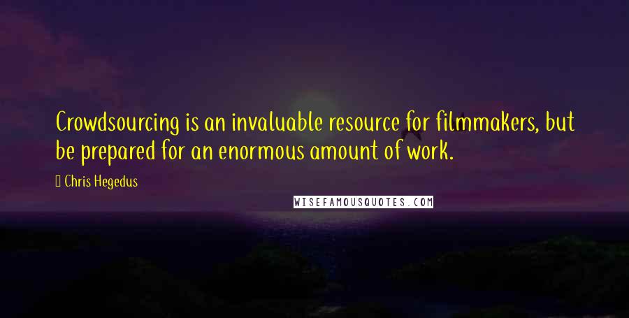 Chris Hegedus Quotes: Crowdsourcing is an invaluable resource for filmmakers, but be prepared for an enormous amount of work.