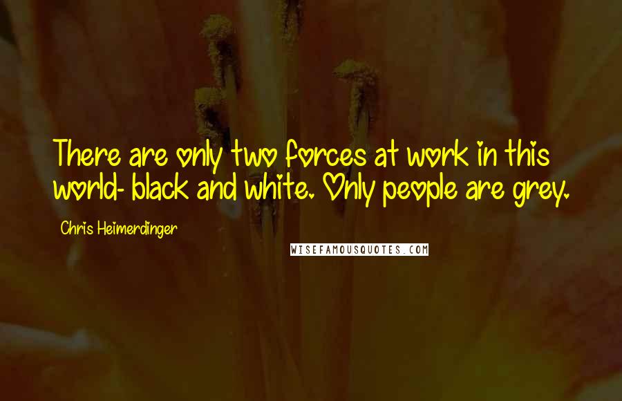 Chris Heimerdinger Quotes: There are only two forces at work in this world- black and white. Only people are grey.