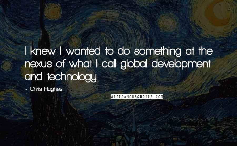 Chris Hughes Quotes: I knew I wanted to do something at the nexus of what I call global development and technology.