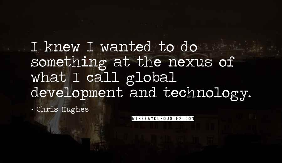 Chris Hughes Quotes: I knew I wanted to do something at the nexus of what I call global development and technology.