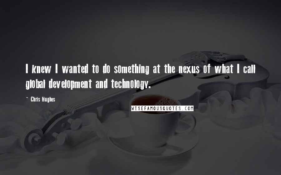 Chris Hughes Quotes: I knew I wanted to do something at the nexus of what I call global development and technology.