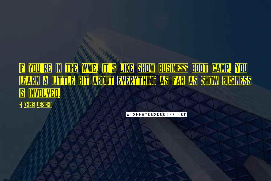 Chris Jericho Quotes: If you're in the WWE, it's like show business boot camp. You learn a little bit about everything as far as show business is involved.