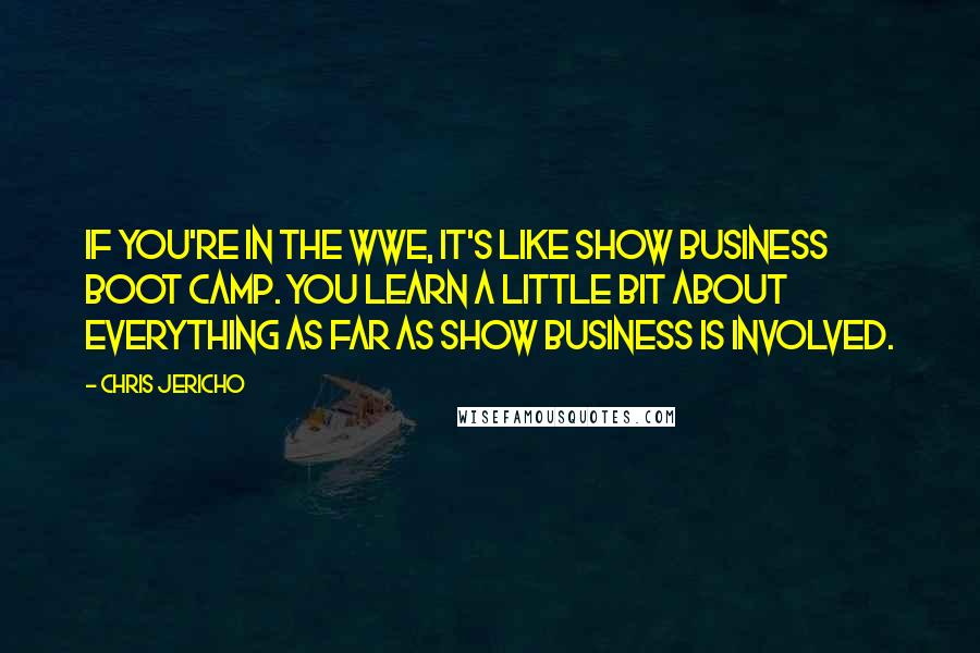 Chris Jericho Quotes: If you're in the WWE, it's like show business boot camp. You learn a little bit about everything as far as show business is involved.