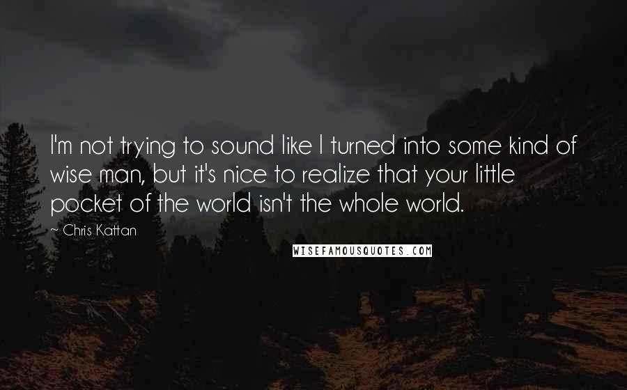 Chris Kattan Quotes: I'm not trying to sound like I turned into some kind of wise man, but it's nice to realize that your little pocket of the world isn't the whole world.