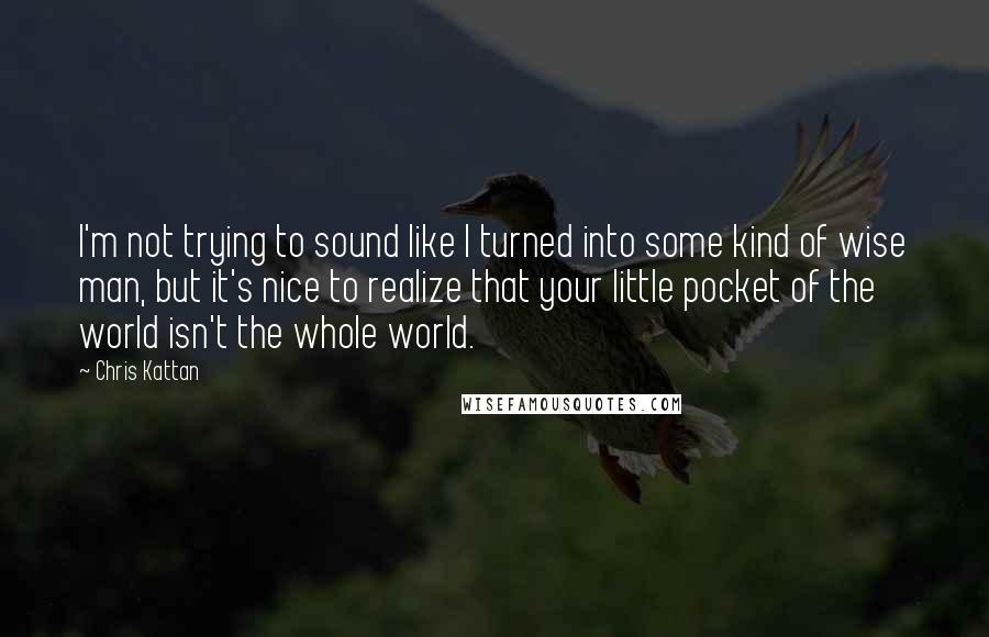 Chris Kattan Quotes: I'm not trying to sound like I turned into some kind of wise man, but it's nice to realize that your little pocket of the world isn't the whole world.