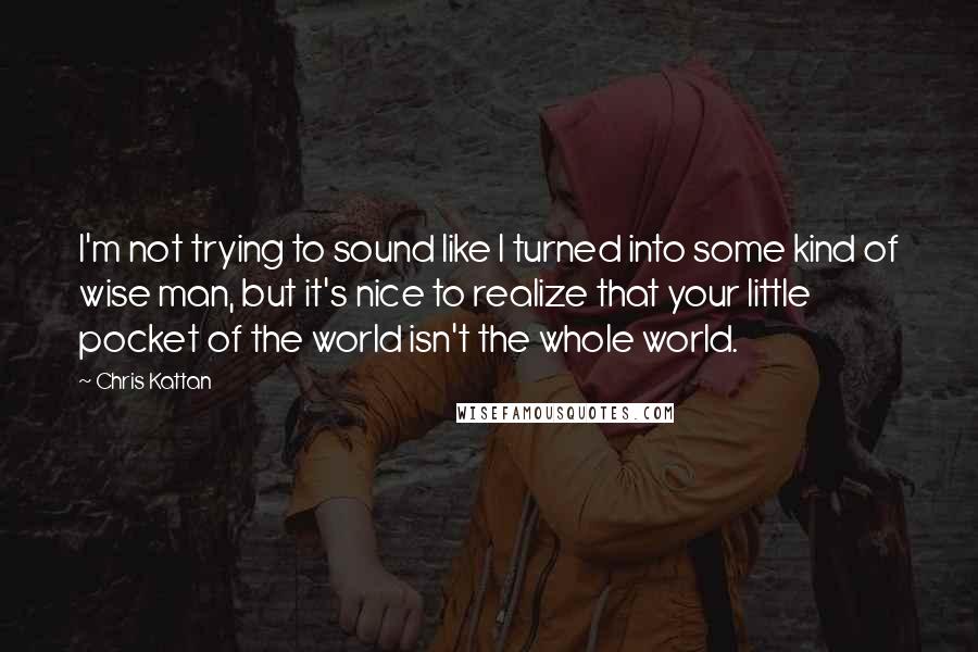 Chris Kattan Quotes: I'm not trying to sound like I turned into some kind of wise man, but it's nice to realize that your little pocket of the world isn't the whole world.