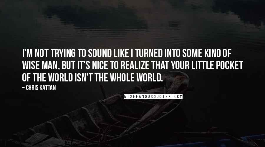 Chris Kattan Quotes: I'm not trying to sound like I turned into some kind of wise man, but it's nice to realize that your little pocket of the world isn't the whole world.