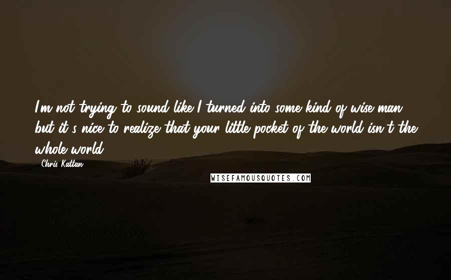 Chris Kattan Quotes: I'm not trying to sound like I turned into some kind of wise man, but it's nice to realize that your little pocket of the world isn't the whole world.