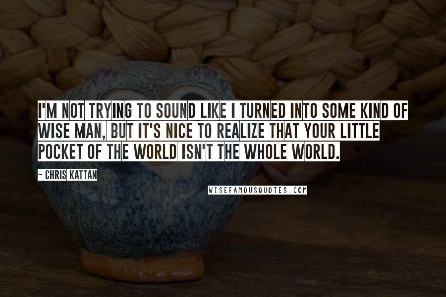 Chris Kattan Quotes: I'm not trying to sound like I turned into some kind of wise man, but it's nice to realize that your little pocket of the world isn't the whole world.