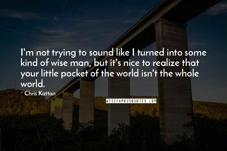 Chris Kattan Quotes: I'm not trying to sound like I turned into some kind of wise man, but it's nice to realize that your little pocket of the world isn't the whole world.