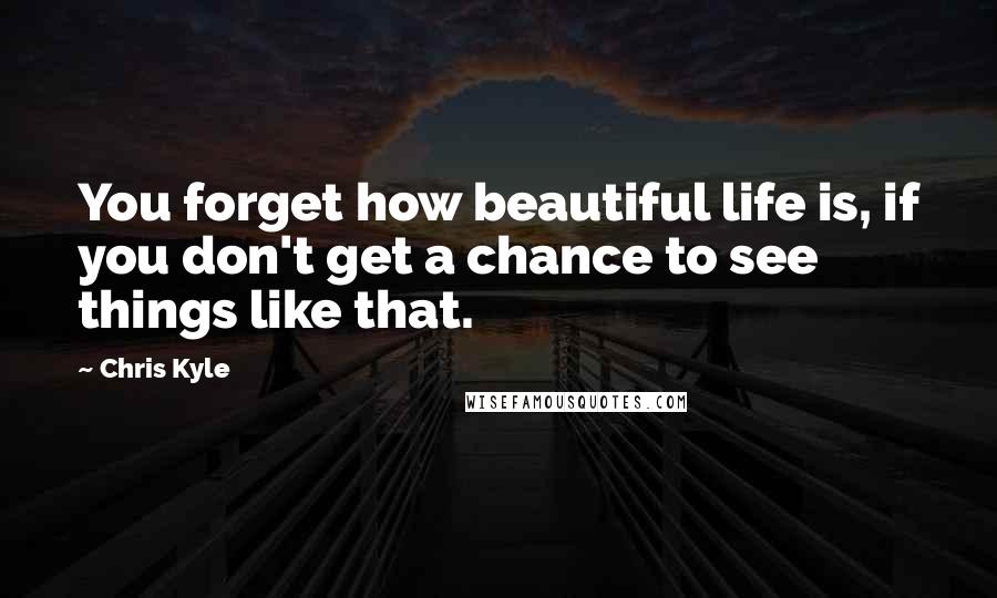 Chris Kyle Quotes: You forget how beautiful life is, if you don't get a chance to see things like that.