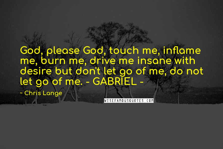 Chris Lange Quotes: God, please God, touch me, inflame me, burn me, drive me insane with desire but don't let go of me, do not let go of me. - GABRIEL -