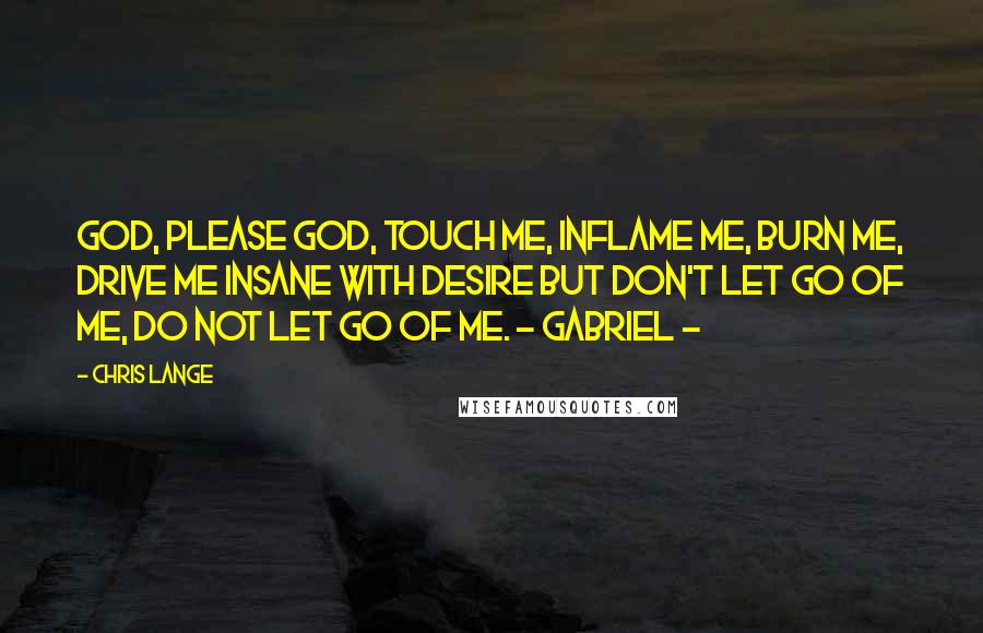 Chris Lange Quotes: God, please God, touch me, inflame me, burn me, drive me insane with desire but don't let go of me, do not let go of me. - GABRIEL -
