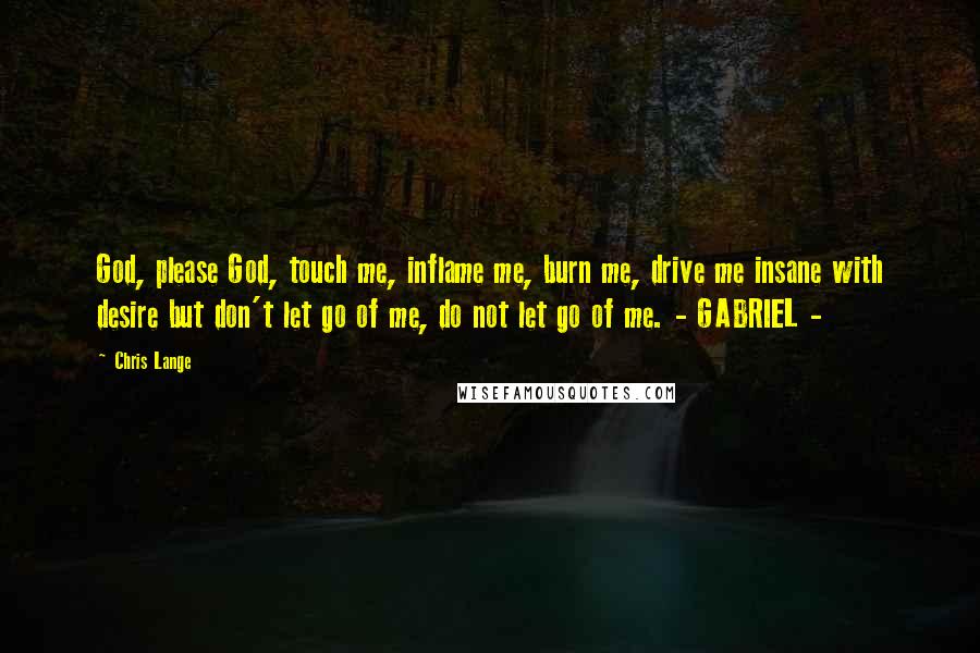 Chris Lange Quotes: God, please God, touch me, inflame me, burn me, drive me insane with desire but don't let go of me, do not let go of me. - GABRIEL -