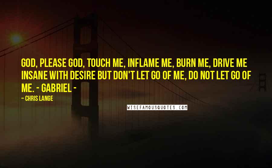 Chris Lange Quotes: God, please God, touch me, inflame me, burn me, drive me insane with desire but don't let go of me, do not let go of me. - GABRIEL -