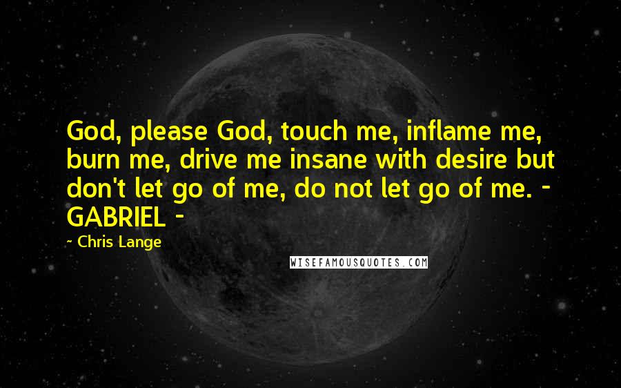 Chris Lange Quotes: God, please God, touch me, inflame me, burn me, drive me insane with desire but don't let go of me, do not let go of me. - GABRIEL -