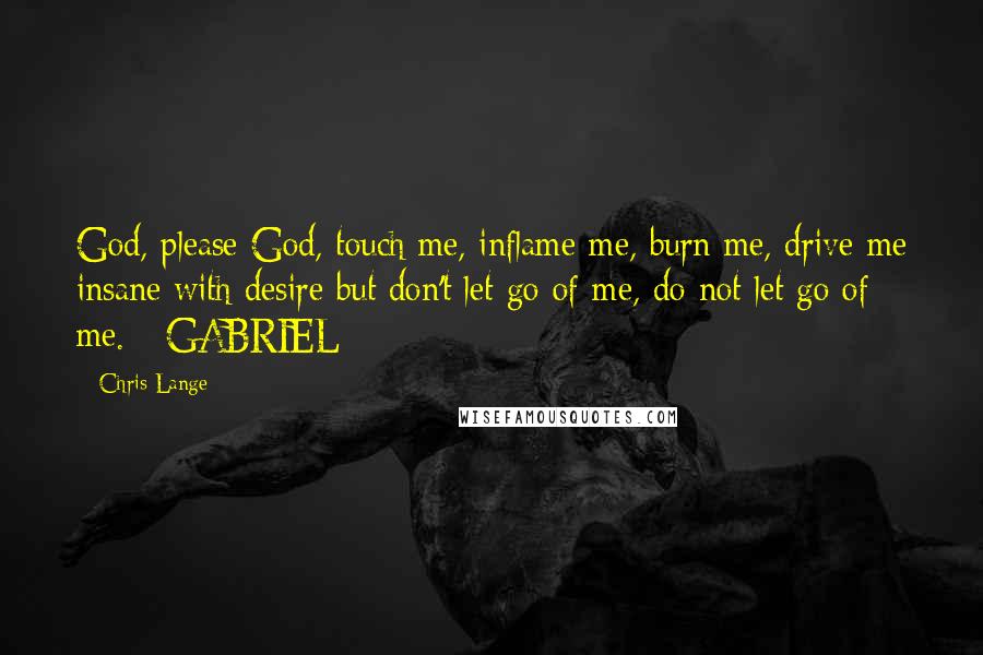 Chris Lange Quotes: God, please God, touch me, inflame me, burn me, drive me insane with desire but don't let go of me, do not let go of me. - GABRIEL -
