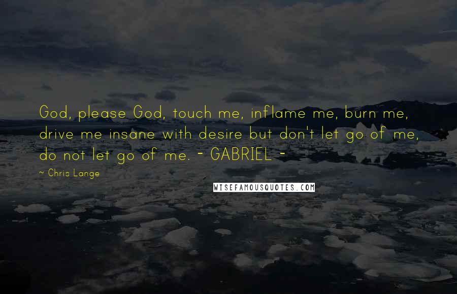 Chris Lange Quotes: God, please God, touch me, inflame me, burn me, drive me insane with desire but don't let go of me, do not let go of me. - GABRIEL -