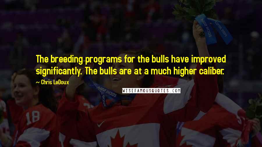 Chris LeDoux Quotes: The breeding programs for the bulls have improved significantly. The bulls are at a much higher caliber.