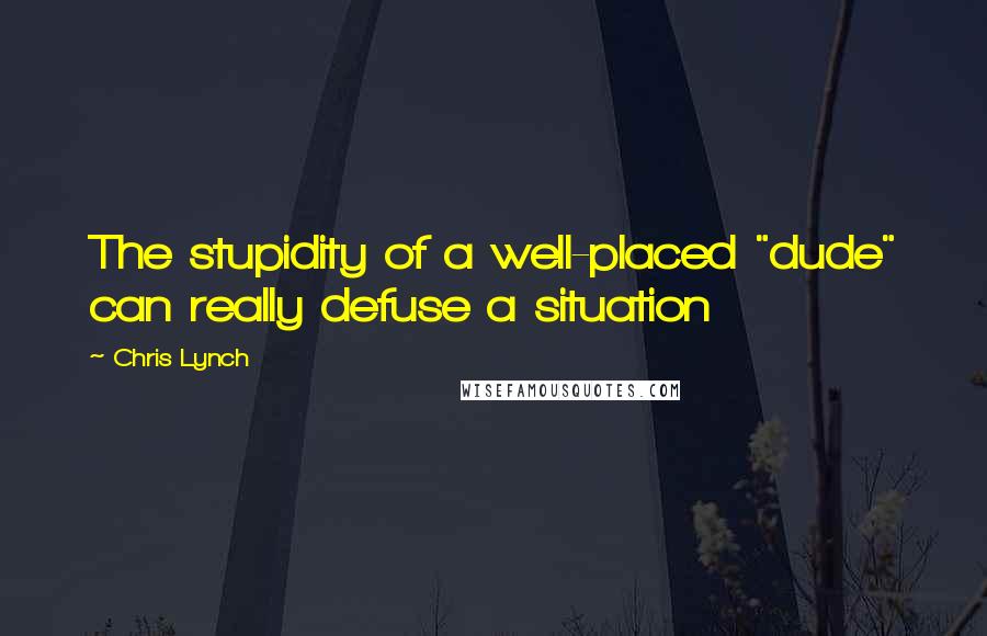 Chris Lynch Quotes: The stupidity of a well-placed "dude" can really defuse a situation