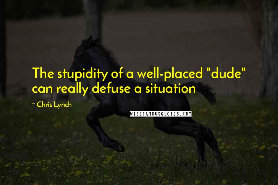 Chris Lynch Quotes: The stupidity of a well-placed "dude" can really defuse a situation