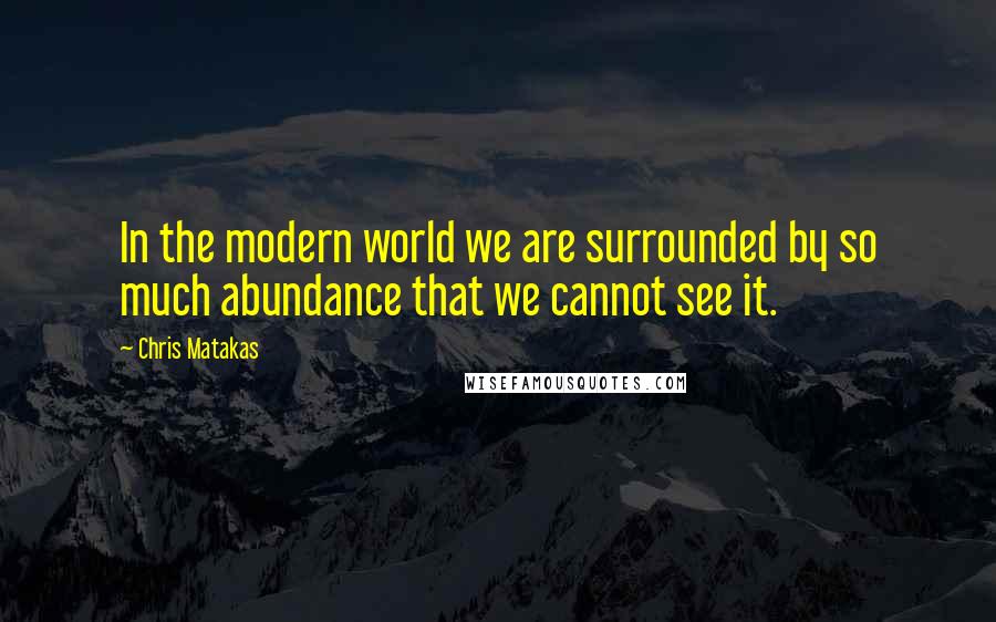 Chris Matakas Quotes: In the modern world we are surrounded by so much abundance that we cannot see it.