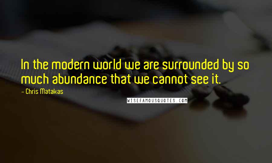 Chris Matakas Quotes: In the modern world we are surrounded by so much abundance that we cannot see it.