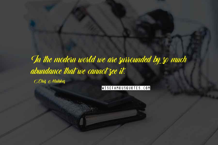 Chris Matakas Quotes: In the modern world we are surrounded by so much abundance that we cannot see it.