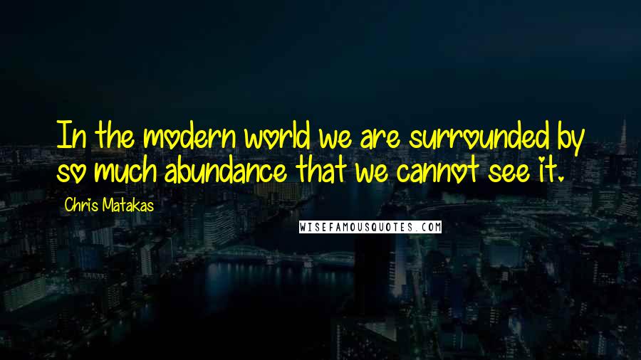 Chris Matakas Quotes: In the modern world we are surrounded by so much abundance that we cannot see it.