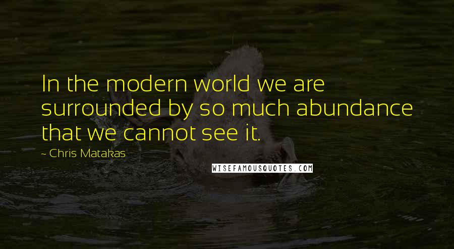 Chris Matakas Quotes: In the modern world we are surrounded by so much abundance that we cannot see it.