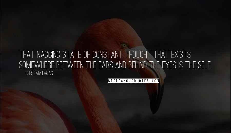 Chris Matakas Quotes: That nagging state of constant thought that exists somewhere between the ears and behind the eyes is the self.