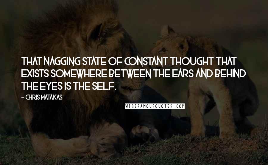 Chris Matakas Quotes: That nagging state of constant thought that exists somewhere between the ears and behind the eyes is the self.