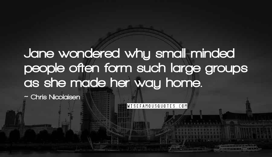 Chris Nicolaisen Quotes: Jane wondered why small-minded people often form such large groups as she made her way home.