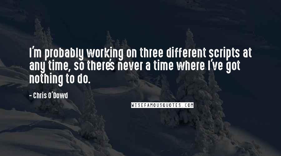 Chris O'Dowd Quotes: I'm probably working on three different scripts at any time, so there's never a time where I've got nothing to do.
